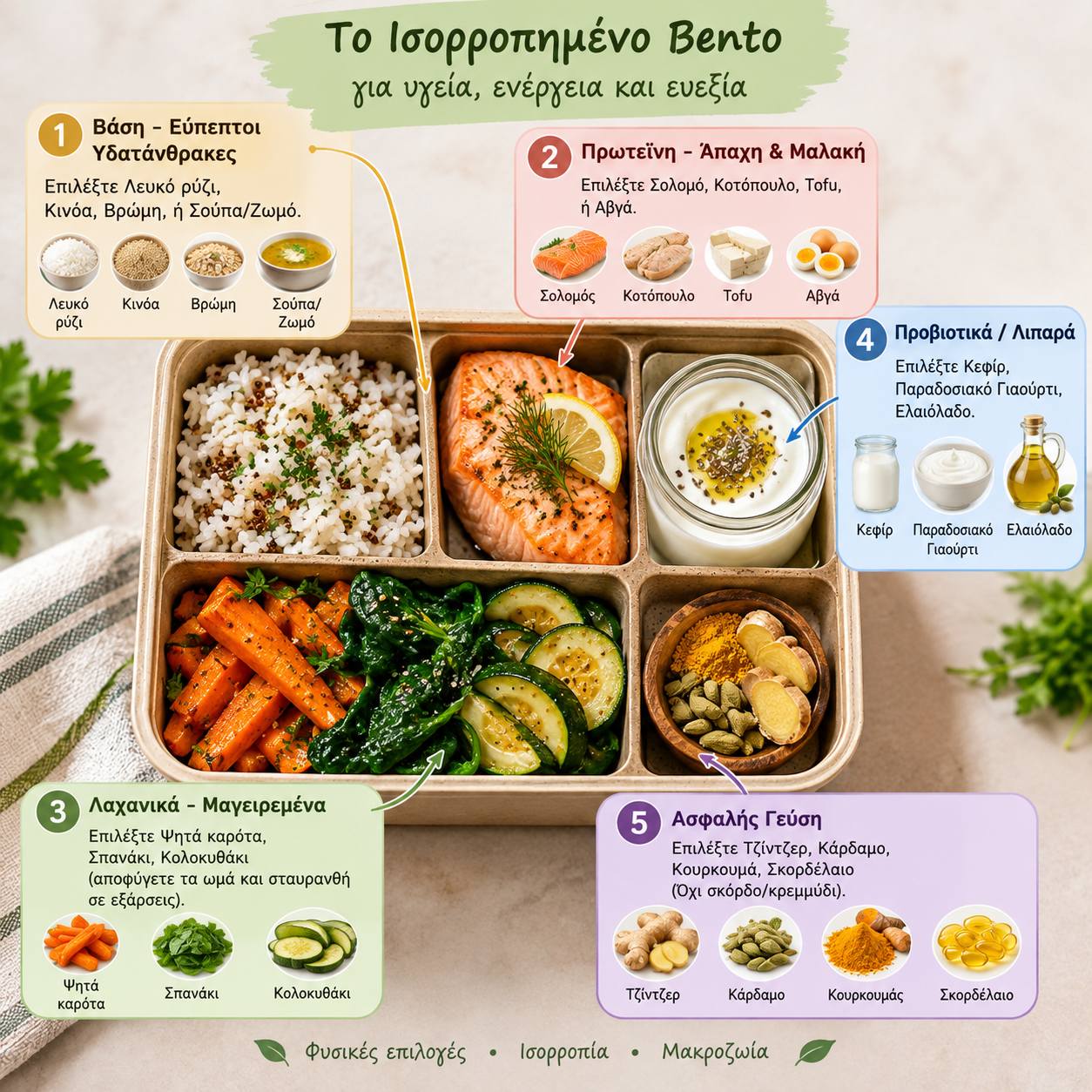Πιάτο Bento με Σολομό, Ρύζι και Καρότα